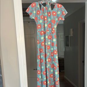 Fendi Floral Midi Dress - Blue and Red